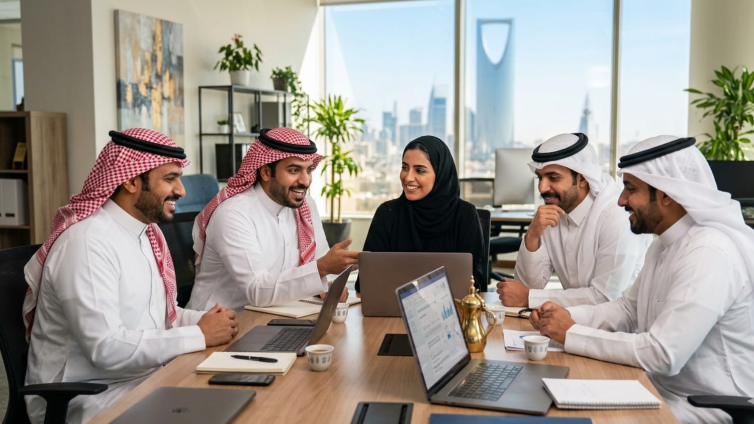 فريق سعودي في اجتماع عمل